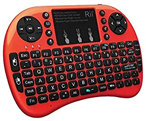 Rii 2.4GHz Mini Wireless Keyboard with Touchpad＆QWERTY Keyboard,LED Backlit,Portable Keyboard Wireless for laptop/PC/Tablets/Windows/Mac/TV/Xbox/PS3/Raspberry Pi .(i8+ Red)