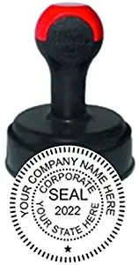 Corporate Seal Stamp, Traditional Hand Model, Circular Impression, 1-5/8"