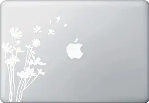 Flowers in The Wind - MacBook or Laptop Vinyl Decal Sticker (White)