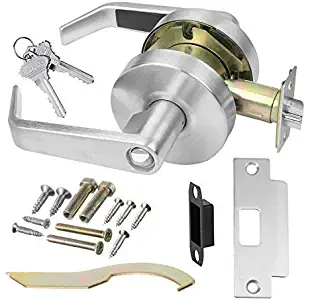 Commercial Cylindrical Lever Heavy Duty Non-Handed Grade 2 Door Handle Lawrence LH5304L (Keylock/Entrance, Brushed Chrome (US26D))