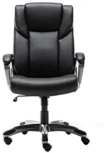 AmazonBasics High-Back Bonded Leather Executive Office Computer Desk Chair - Black