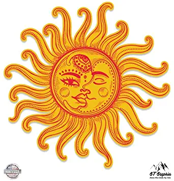 GT Graphics Sun Moon Celestial Orange - Vinyl Sticker Waterproof Decal