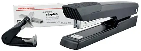 Office Depot Brand Premium Full-Strip Stapler Combo with Staples and Remover, Black