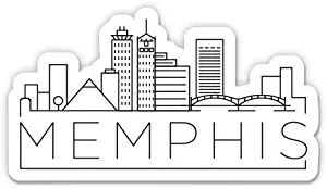 Squiddy Memphis Tennessee City Skyline - Vinyl Sticker for Car, Laptop, Notebook (5" Wide)