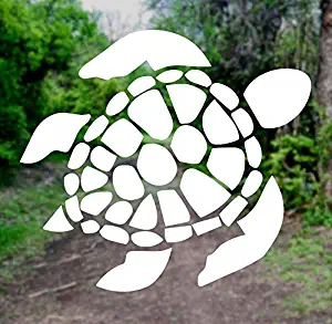 Sea Turtle [Pick Any Color] Vinyl Transfer Sticker Decal for Laptop/Car/Truck/Window/Bumper (3in x 2.7in, White)