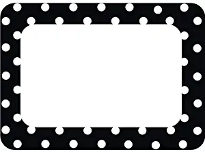Teacher Created Resources 5538 Black Polka Dots 2 Name Tags