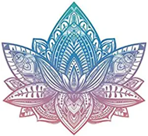 Divine Designs Beautiful Tribal Henna Pattern Lotus Flower - Pink Blue Ombre Vinyl Decal Sticker (4" Wide)