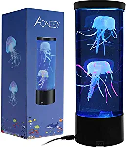 Jellyfish Lamp with Color Changing Lights-Artificial Mini Aquarium Night Light Romantic Gifts for Kids Men Women Dad Mom-Home Office Room Desk Decor Lamp for Christmas Birthday (Gradient)