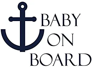 CCI Baby On Board with Boat Anchor Decal Vinyl Sticker|Cars Trucks Vans Walls Laptop| Black |5.5 x 4 in|CCI998