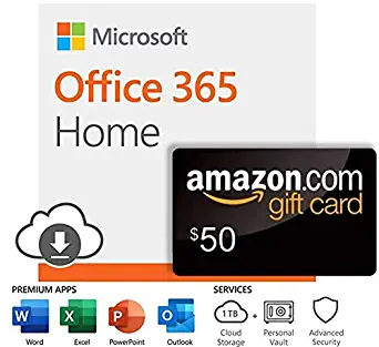 Microsoft Office 365 Home | 12-month subscription with Auto-Renewal + $50 Amazon.com Gift Card