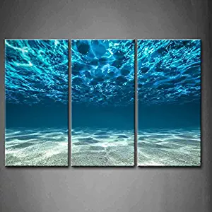 Print Artwork Blue Ocean Sea Wall Art Decor Poster Artworks For Homes 3 Panel Canvas Prints Picture Seaview Bottom View Beneath Surface Pictures Painting On Canvas Modern Seascape Home Office Decor