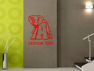 Wall Decor Crimson Tide Art Vinyl Print Sticker Alabama University Athletic Team Logo Mural NCAA Student's Fans Decal Elephant Talisman Wall