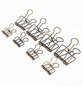 20PCS Assorted Size Skeleton Binder Clips, Rustic Antique Brass Paper Clamps 32mm 16PCS +51mm 4PCS, Copper