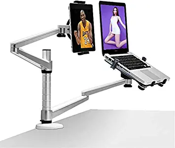 OA-9X Desktop Clamping Full Motion Dual Arm Laptop Holder for All Notebook 10-15 inch and All Tablet PC 7-10 inch