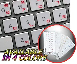 KOREAN APPLE STICKER FOR KEYBOARD WITH RED LETTERING ON TRANSPARENT BACKGROUND FOR DESKTOP, LAPTOP AND NOTEBOOK