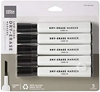Office Depot 100% Recycled Low-Odor Dry-Erase Markers, Chisel Point, Black, Pack of 4, BY106608-4BK