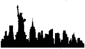 DD008 New York City Skyline Decal Sticker | 8.5-Inches by 4.4-Inches | Premium Quality Black Vinyl