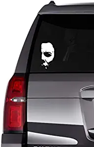 Michael Myers Decal Creepy Half Face | Scary Horror Movies Creepy Halloween | Cars Trucks Vans Walls Laptop | White | 6 x 3 in | MAZ-341