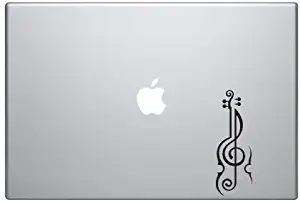 Music Note#1- Violin Treble Clef Symbol Artist School Musical - 5" Black Vinyl Decal Sticker Car Macbook Laptop