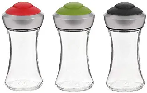 Trudeau Salt Or Pepper Shaker with Pop Lid - Set of 3 Colors (Black, Red, Green)- GiftBoxed